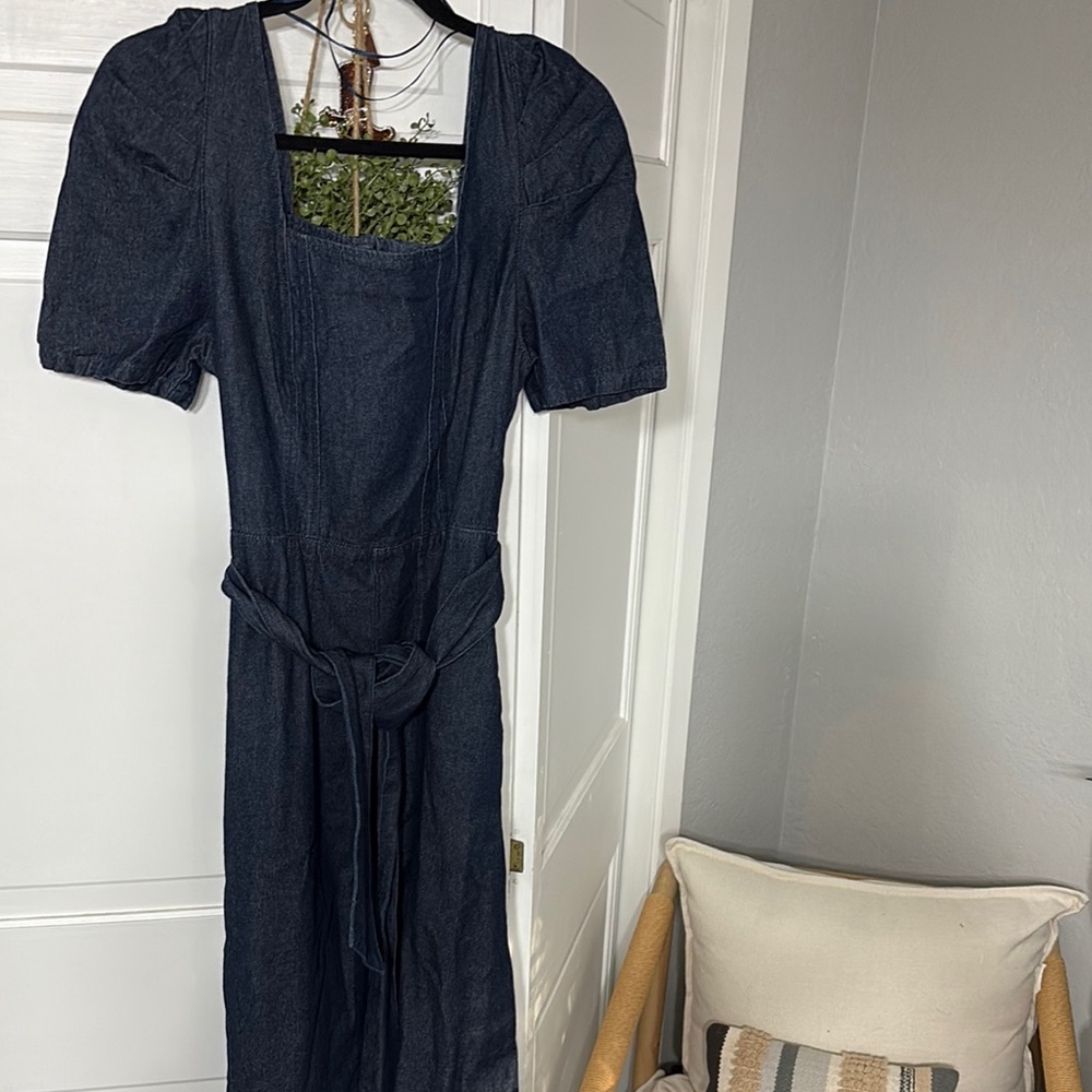 Who What Wear Blue Square Neck Puff Sleeve Sheath Dress
##50